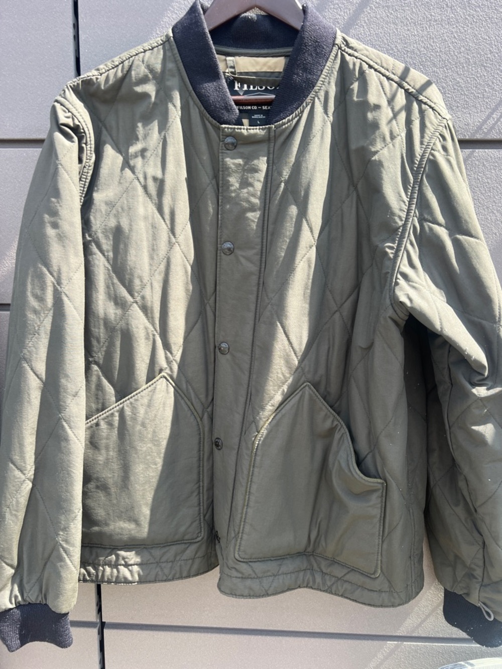 Filson Quilted Olive Green Bomber Jacket